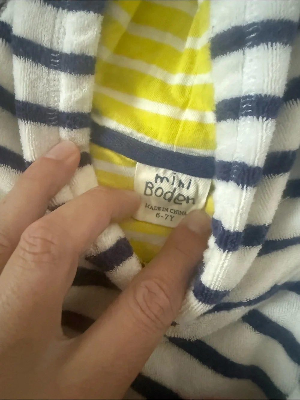 Mini Boden Striped Hooded Rainbow Appliqué Swim Coverup Sz 6-7